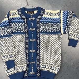 Vintage Rare NORDSTRIKK Norwegian Blue Wool Ski Sweater